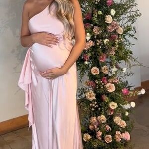 Calliope One Shoulder Maxi Dress - Pink